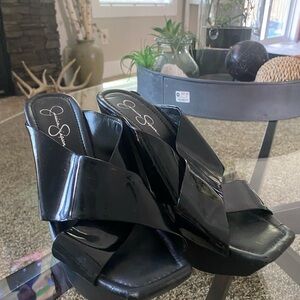 Jessica Simpson Black patent wedge sandal